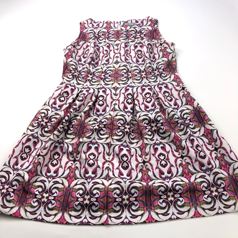 Danny & Nicole Plus 1X Fit Flare Abstract Knee Length Dress Pink Black